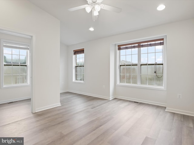 43167 Loudoun Reserve Dr, Ashburn, VA 20148 - empty room with wood finished floors, a ceiling fan, baseboards, and recessed lighting