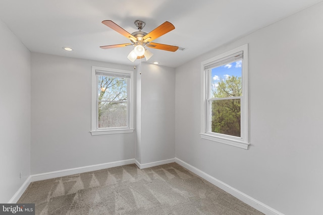 2802 Bruce Pl SE, Washington, DC 20020 - spare room with carpet flooring, baseboards, a ceiling fan, and recessed lighting