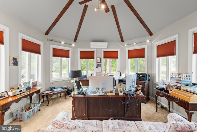 1419 Ramseur Ln, Winchester, VA 22601 - home office featuring a wall mounted AC, plenty of natural light, a ceiling fan, and light colored carpet