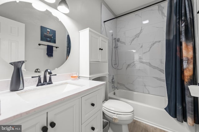 1419 Ramseur Ln, Winchester, VA 22601 - full bathroom featuring shower / bath combo, vanity, toilet, and wood finished floors
