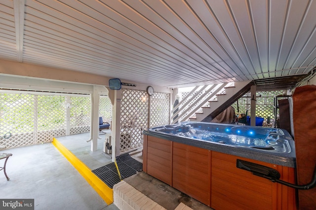 1419 Ramseur Ln, Winchester, VA 22601 - view of patio featuring a hot tub and stairs