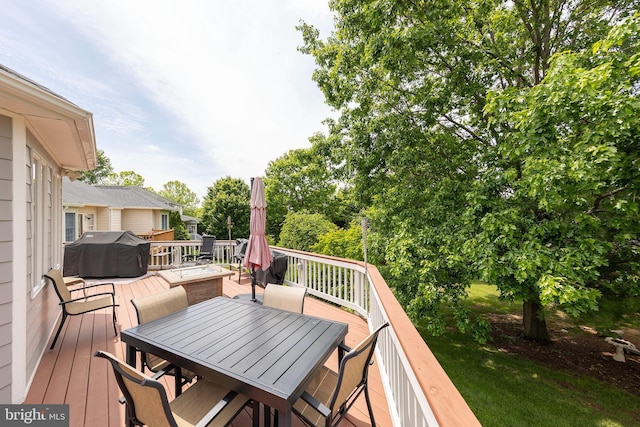 1419 Ramseur Ln, Winchester, VA 22601 - wooden terrace with outdoor dining area and a grill