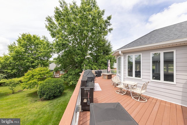 1419 Ramseur Ln, Winchester, VA 22601 - wooden terrace with outdoor dining space and a lawn