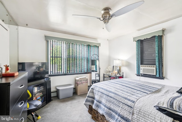 232 Columbia Ave, Trenton, NJ 08618 - carpeted bedroom featuring cooling unit, ceiling fan, and baseboard heating
