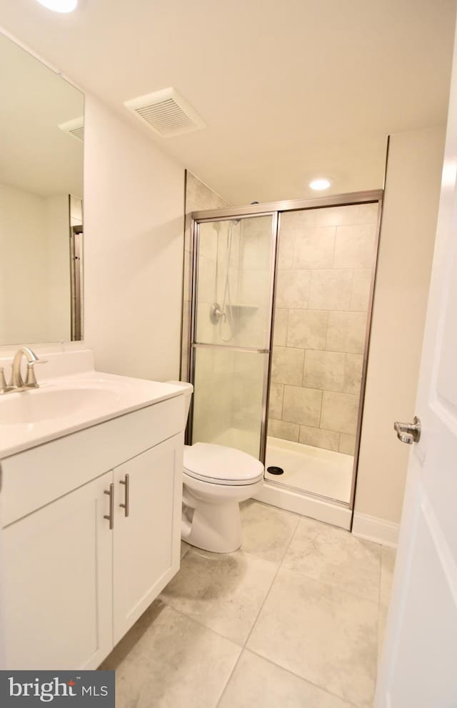 35258 Wright Way, Millsboro, DE 19966 - bathroom with vanity, a shower stall, toilet, and recessed lighting