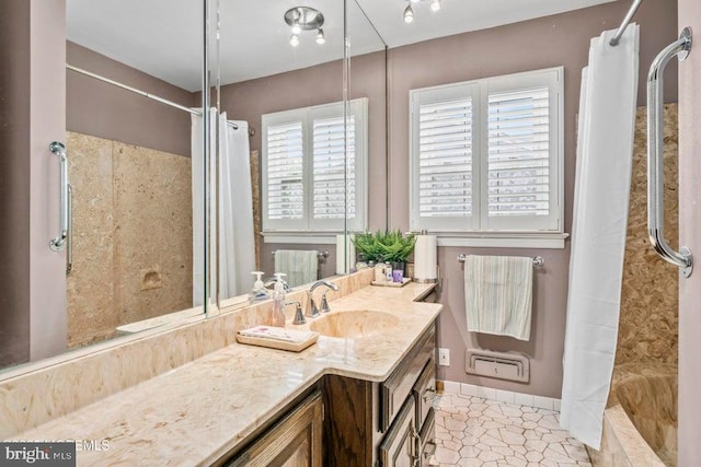 605 Oak Ter, Point Pleasant Boro, NJ 08742 - full bath with vanity, tile patterned floors, and a shower with curtain