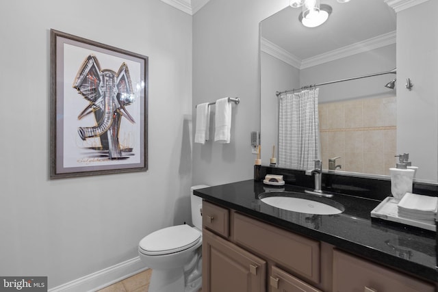 8820 Shining Oceans Way Unit 407, Columbia, MD 21045 - full bath with vanity, ornamental molding, a shower with shower curtain, and tile patterned floors