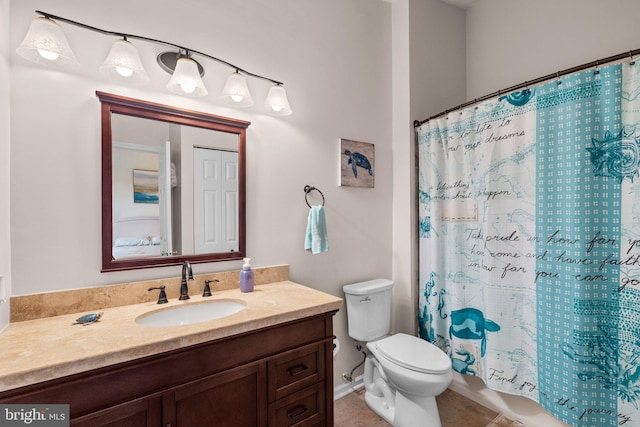 1328 Hollow Glen Ct, Curtis Bay, MD 21226 - bathroom featuring toilet, vanity, tile patterned floors, and a shower with shower curtain