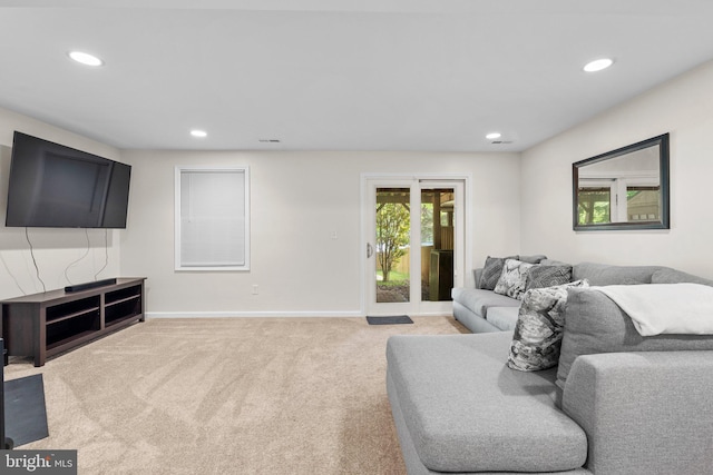 1328 Hollow Glen Ct, Curtis Bay, MD 21226 - living area with light colored carpet, baseboards, and recessed lighting