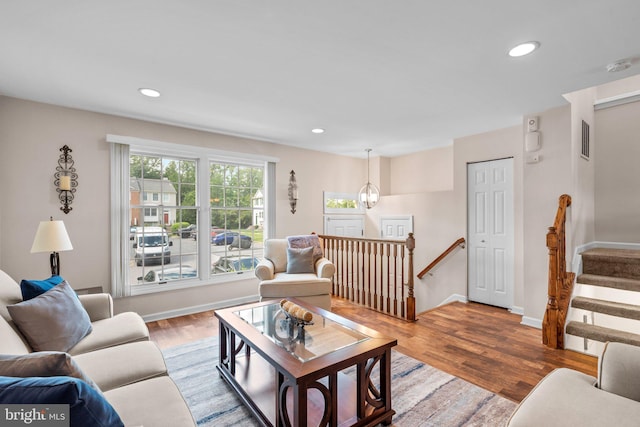 1328 Hollow Glen Ct, Curtis Bay, MD 21226 - living area featuring wood finished floors, recessed lighting, and baseboards