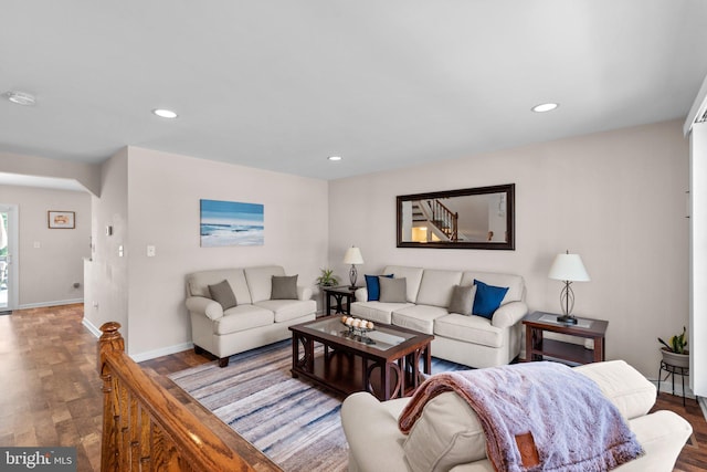 1328 Hollow Glen Ct, Curtis Bay, MD 21226 - living area with wood finished floors, baseboards, and recessed lighting