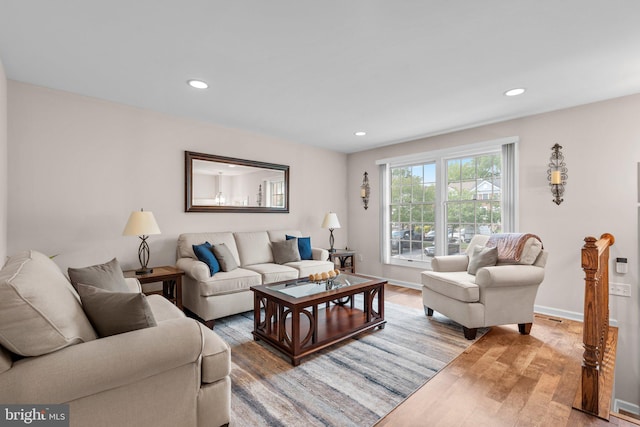 1328 Hollow Glen Ct, Curtis Bay, MD 21226 - living area with wood finished floors, recessed lighting, and baseboards