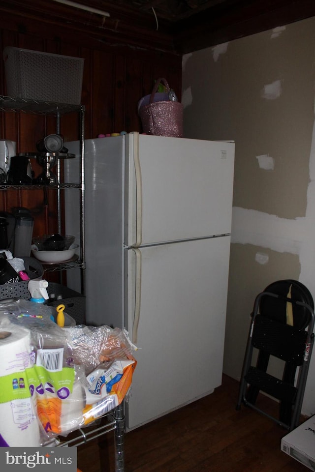527 N 25th St, Reading, PA 19606 - kitchen featuring freestanding refrigerator and dark wood-style floors