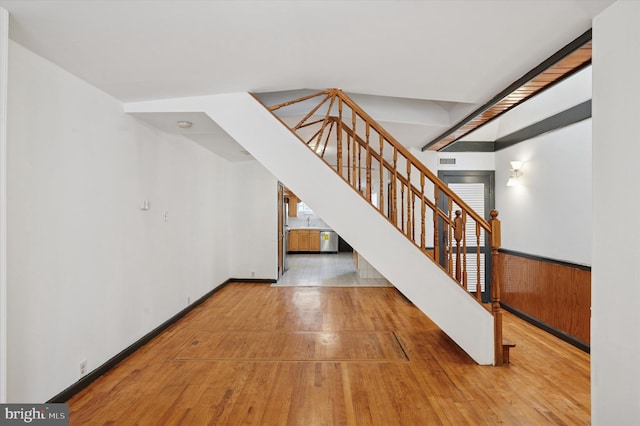 913 Tasker St, Philadelphia, PA 19148 - staircase with hardwood / wood-style floors