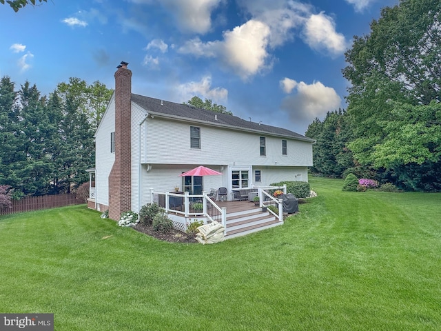 8328 Sand Cherry Ln, Laurel, MD 20723 - back of property featuring a chimney and a wooden deck