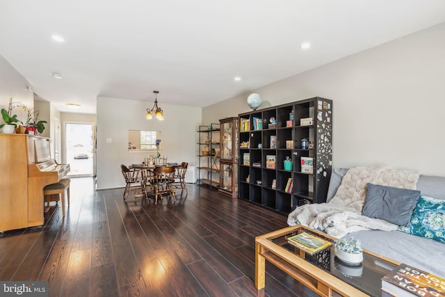 101 Pear Tree Ln, Franklin Park, NJ 08823 - living room featuring a chandelier, wood finished floors, and recessed lighting