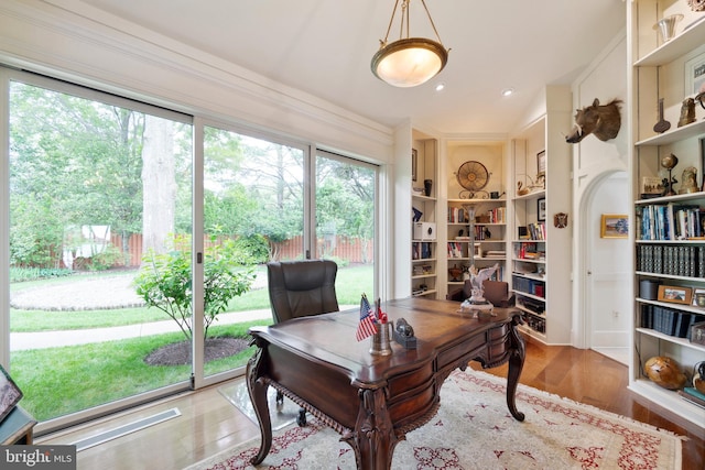 9791 Pintail Pl, Saint Michaels, MD 21663 - office space with wood finished floors and built in shelves