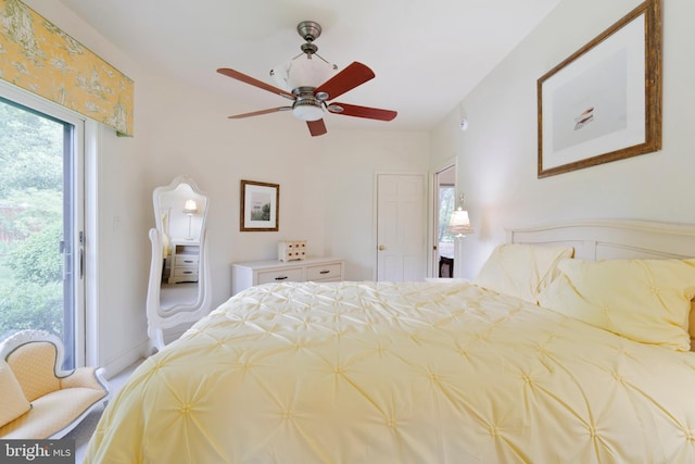9791 Pintail Pl, Saint Michaels, MD 21663 - bedroom with access to exterior and a ceiling fan