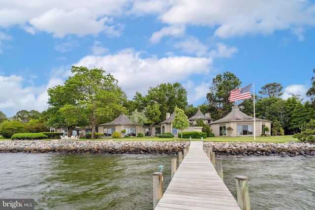 9791 Pintail Pl, Saint Michaels, MD 21663 - dock area with a water view and a lawn