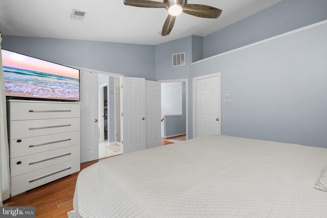 4000 Timber Oak Trl, Fairfax, VA 22033 - bedroom with lofted ceiling, wood finished floors, and a ceiling fan