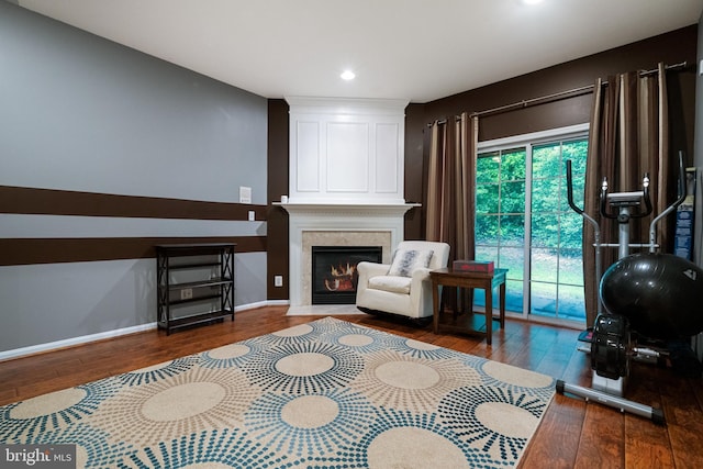 4000 Timber Oak Trl, Fairfax, VA 22033 - sitting room featuring wood finished floors, a fireplace, recessed lighting, and baseboards