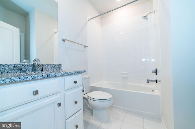 13039 Hattontown Sq, Herndon, VA 20171 - full bathroom featuring toilet, washtub / shower combination, vanity, and tile patterned floors