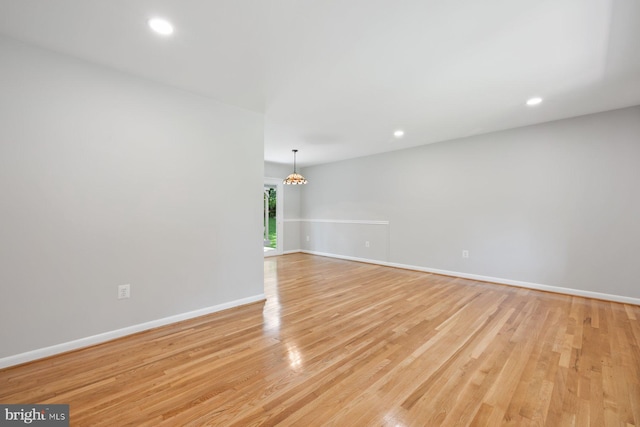 1515 Ainsley Rd, Silver Spring, MD 20904 - empty room featuring light wood-style floors, baseboards, a chandelier, and recessed lighting