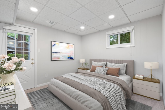 1515 Ainsley Rd, Silver Spring, MD 20904 - carpeted bedroom featuring multiple windows, recessed lighting, baseboards, and a drop ceiling