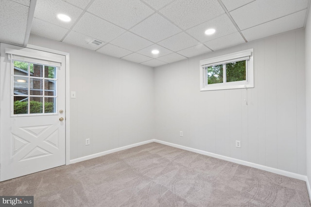1515 Ainsley Rd, Silver Spring, MD 20904 - empty room featuring carpet floors, plenty of natural light, recessed lighting, baseboards, and a drop ceiling