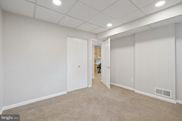 1515 Ainsley Rd, Silver Spring, MD 20904 - finished below grade area featuring recessed lighting, carpet, baseboards, and a paneled ceiling