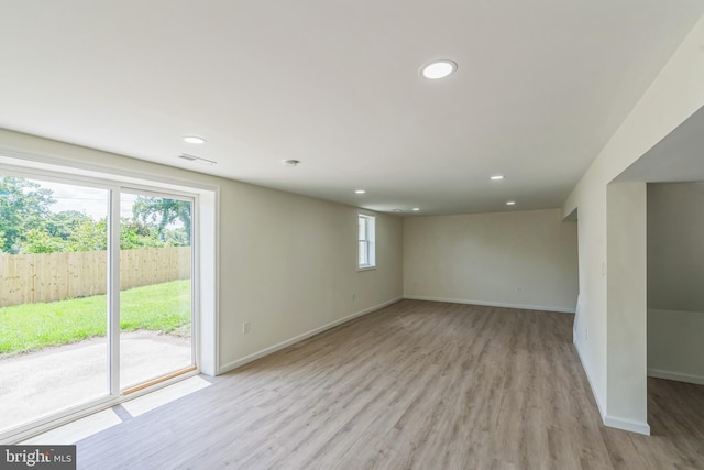13029 Clarion Rd, Fort Washington, MD 20744 - basement featuring baseboards, light wood-type flooring, and recessed lighting