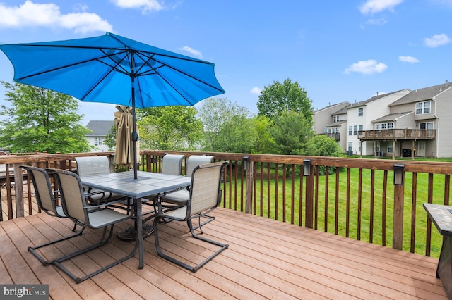 233 Windsor Ct, Quakertown, PA 18951 - deck featuring outdoor dining area, a residential view, and a yard