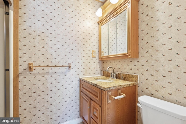 9363 Neil Rd Unit A, Philadelphia, PA 19115 - half bath featuring wallpapered walls, toilet, and vanity