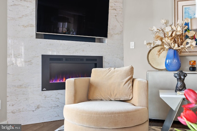 2186 Chesapeake Harbour Dr E, Annapolis, MD 21403 - living area featuring a high end fireplace and wood finished floors