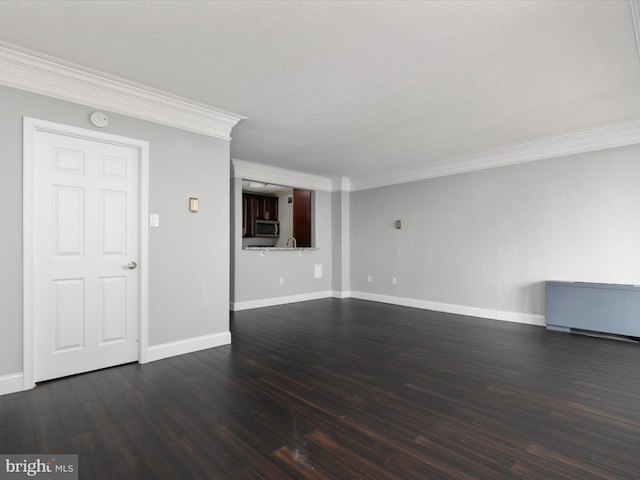 4141 N Henderson Rd N Unit 809, Arlington, VA 22203 - unfurnished living room featuring ornamental molding, baseboards, and dark wood finished floors