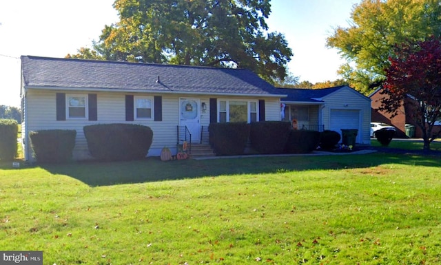 35 Holly Corner Rd, Fredericksburg, VA 22406 - ranch-style home with an attached garage, a front yard, and entry steps