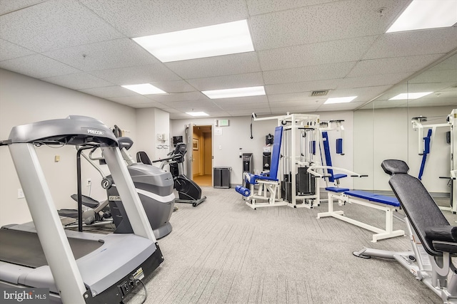 3801 Canterbury Rd Unit 817, Baltimore, MD 21218 - workout area featuring a paneled ceiling and carpet