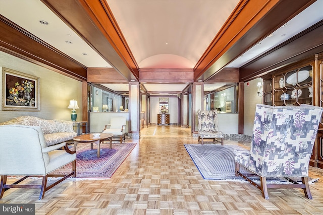 3801 Canterbury Rd Unit 817, Baltimore, MD 21218 - building lobby featuring vaulted ceiling and ornamental molding