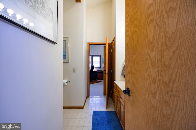 105 Fern Creek Ln, Martinsburg, WV 25404 - bathroom with tile patterned floors, baseboards, and a high ceiling