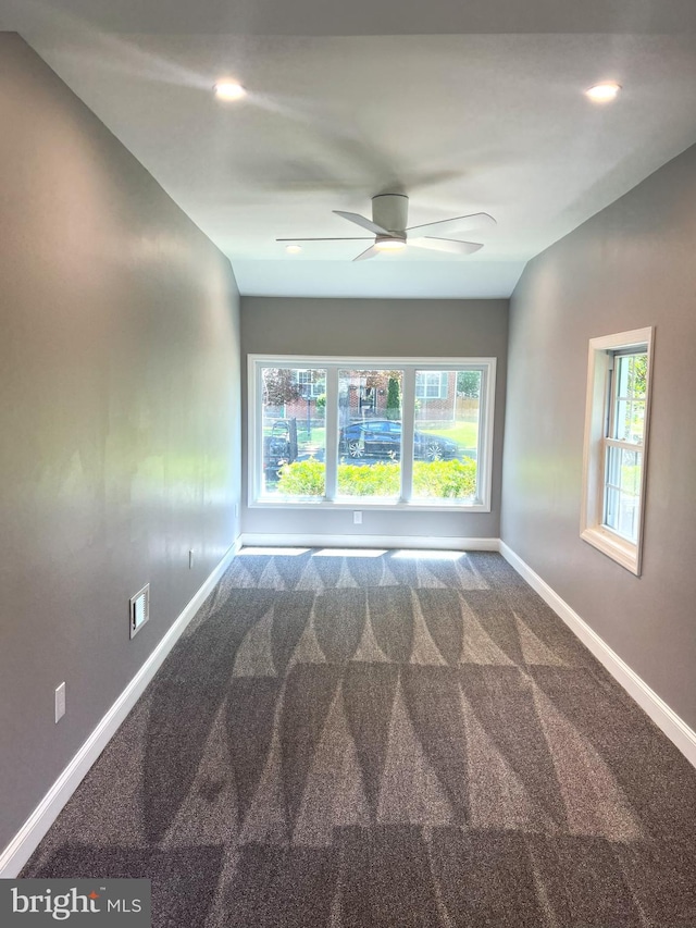1537 W High St, Haddon Heights, NJ 08035 - spare room featuring carpet floors, healthy amount of natural light, baseboards, a ceiling fan, and recessed lighting