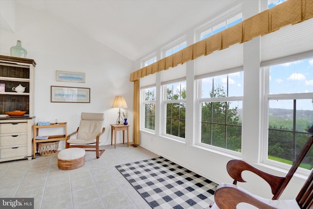 259 Prospect Cir Unit 8, Shrewsbury, PA 17361 - living area with light tile patterned floors and high vaulted ceiling
