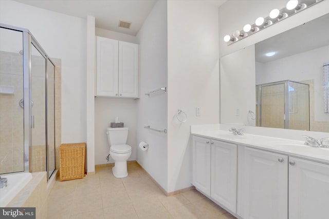 259 Prospect Cir Unit 8, Shrewsbury, PA 17361 - full bath with a stall shower, double vanity, toilet, and tile patterned flooring