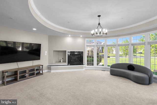 12801 Willow Marsh Ln, Bowie, MD 20720 - living room with crown molding, carpet floors, plenty of natural light, and recessed lighting