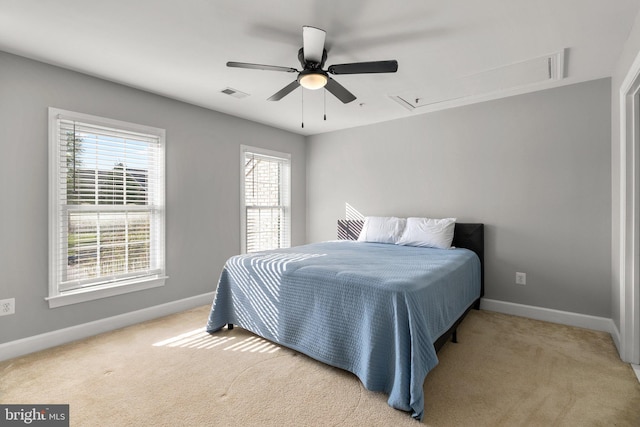 12801 Willow Marsh Ln, Bowie, MD 20720 - carpeted bedroom featuring attic access, baseboards, and a ceiling fan