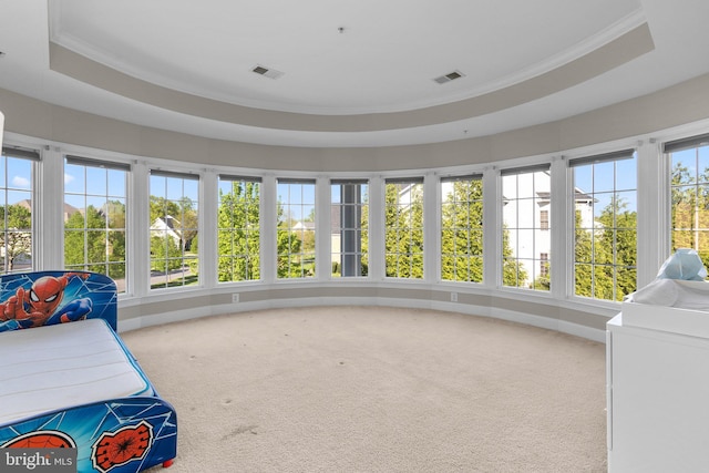 12801 Willow Marsh Ln, Bowie, MD 20720 - bedroom with ornamental molding, carpet floors, and a tray ceiling