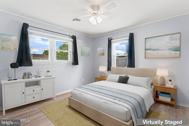 304 Terrace Ave, Toms River, NJ 08753 - bedroom with light wood-style floors, baseboards, and ceiling fan