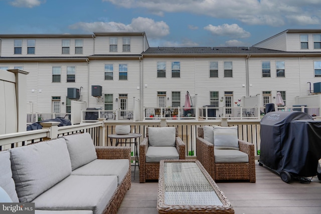 888 S Macon St, Baltimore, MD 21224 - wooden terrace featuring an outdoor living space and a grill