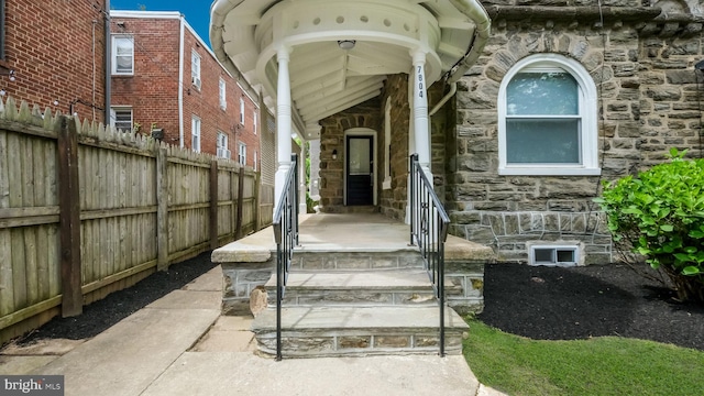 7804 Ardleigh St, Philadelphia, PA 19118 - entrance to property with stone siding