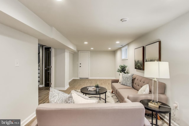 3404 Shepherd St, Mount Rainier, MD 20712 - living room with wood finished floors, baseboards, and recessed lighting