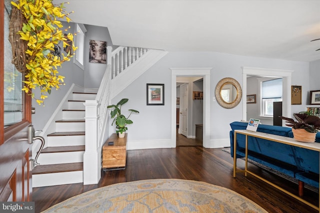 1408 Riverview Ave, Wilmington, DE 19806 - entrance foyer featuring stairway, wood finished floors, and baseboards